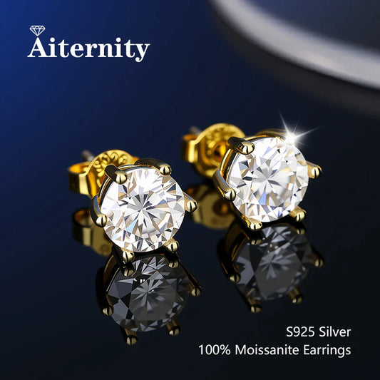 Gleaming Moissanite Silver Studs